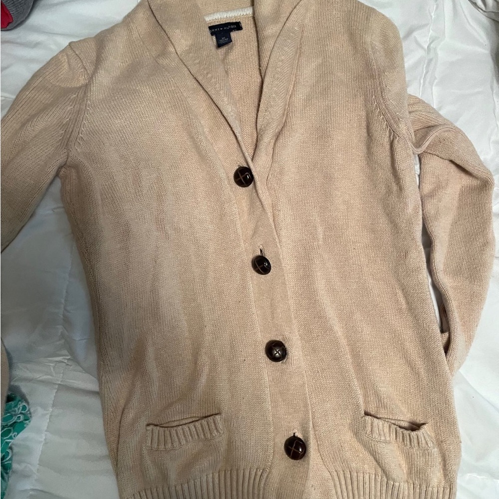 Tommy Hilfinger Button Up Sweater Tan